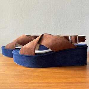 Theory Bjanca Suede Platform Sandals Made in Italy Sz 38/8